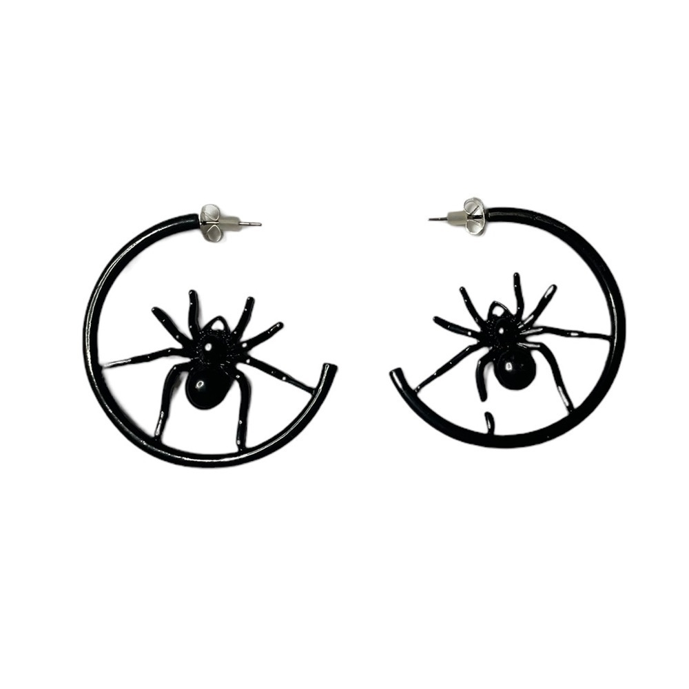 Spiderweb Black Hoop Earrings